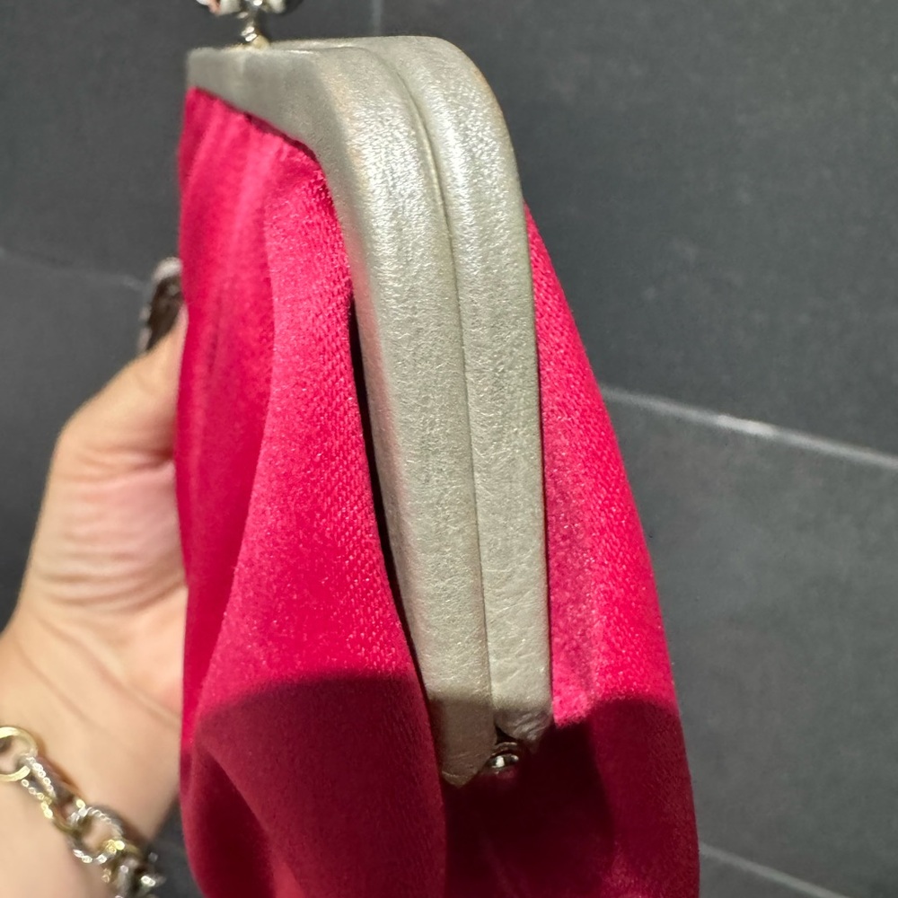 Coach Vintage Kisslock Frame Magenta Hot Pink Satin Silver - Picture 4 of 9